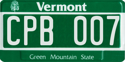 VT license plate CPB007