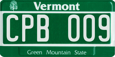 VT license plate CPB009