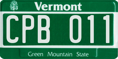 VT license plate CPB011