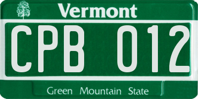 VT license plate CPB012