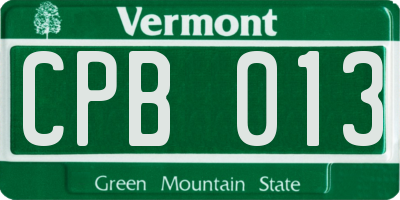 VT license plate CPB013