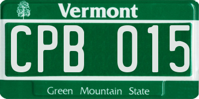 VT license plate CPB015