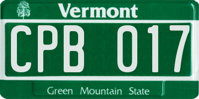 VT license plate CPB017