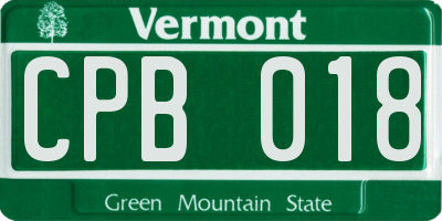 VT license plate CPB018