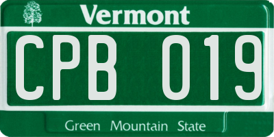 VT license plate CPB019