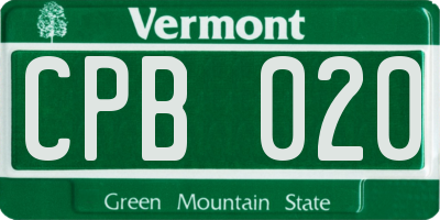 VT license plate CPB020