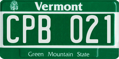 VT license plate CPB021