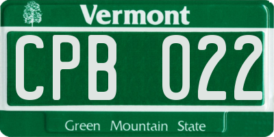 VT license plate CPB022