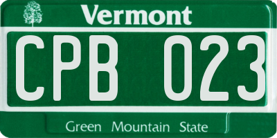 VT license plate CPB023