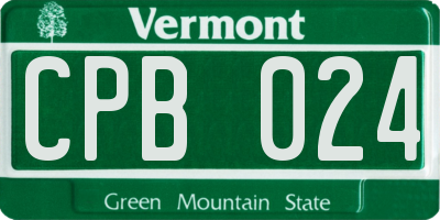VT license plate CPB024