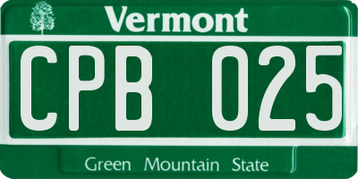 VT license plate CPB025