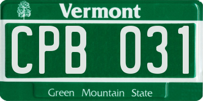 VT license plate CPB031