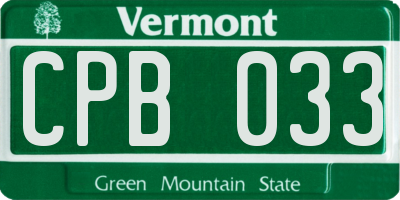 VT license plate CPB033