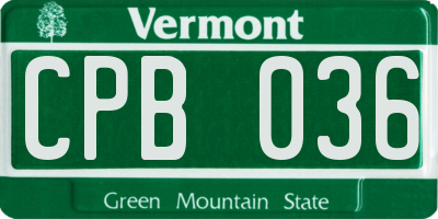 VT license plate CPB036