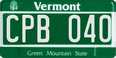 VT license plate CPB040