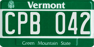 VT license plate CPB042