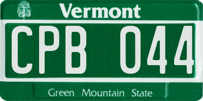 VT license plate CPB044