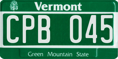 VT license plate CPB045