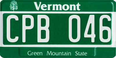 VT license plate CPB046