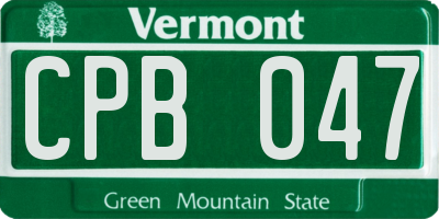 VT license plate CPB047