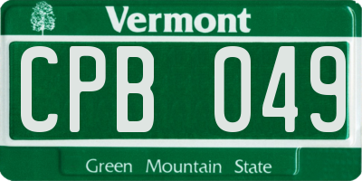 VT license plate CPB049