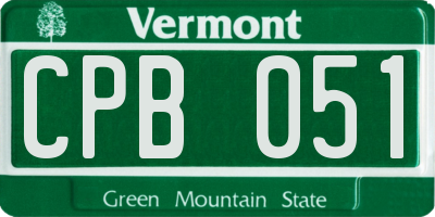 VT license plate CPB051