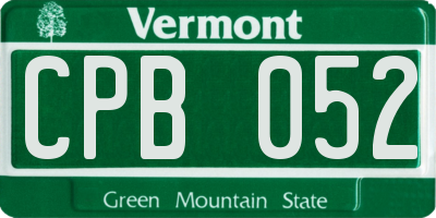 VT license plate CPB052