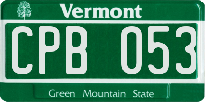 VT license plate CPB053