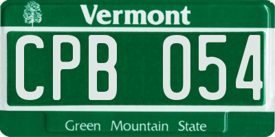 VT license plate CPB054