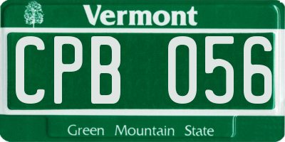 VT license plate CPB056