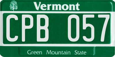 VT license plate CPB057