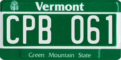 VT license plate CPB061