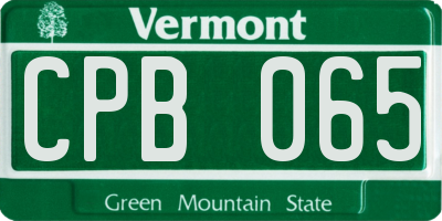 VT license plate CPB065