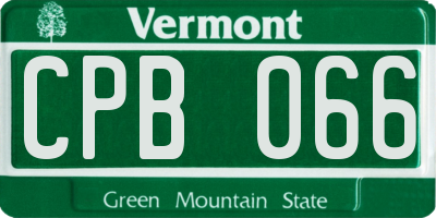 VT license plate CPB066