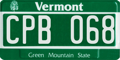 VT license plate CPB068
