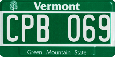 VT license plate CPB069