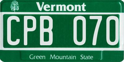 VT license plate CPB070