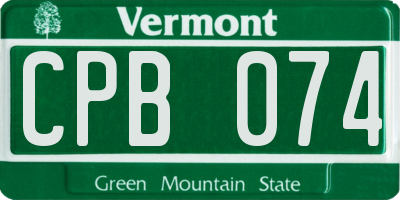 VT license plate CPB074