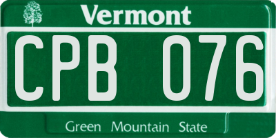 VT license plate CPB076