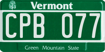 VT license plate CPB077