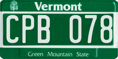 VT license plate CPB078