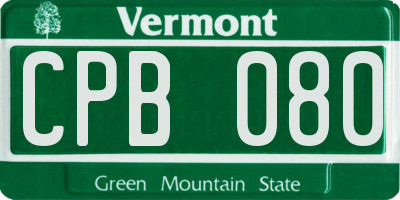 VT license plate CPB080