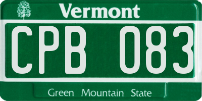 VT license plate CPB083