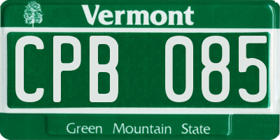VT license plate CPB085