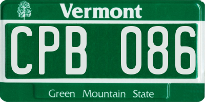 VT license plate CPB086