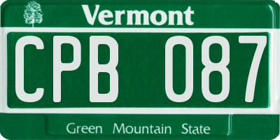 VT license plate CPB087