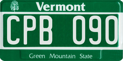VT license plate CPB090