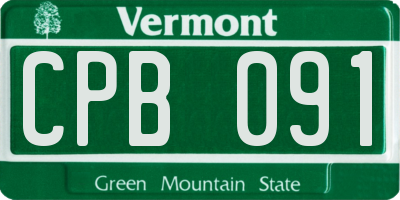 VT license plate CPB091