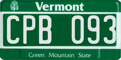 VT license plate CPB093