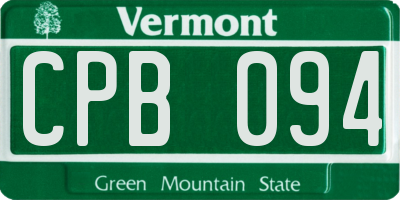 VT license plate CPB094